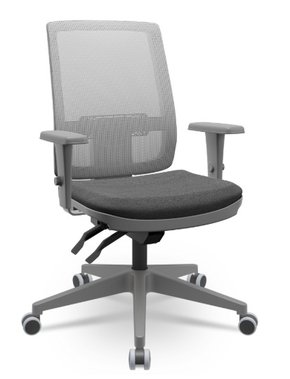 Cadeira Presidente Crepe Cinza – Encosto Ajustável