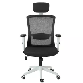 Cadeira Presidente Ergonômica Cinza em Tela Mesh com Apoio de Cabeça