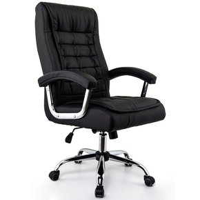 Cadeira Presidente Preta – com Braços Cromados