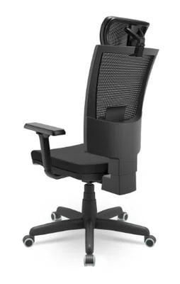 Cadeira Presidente Preta - com Apoio de Cabeça e Encosto em Tela