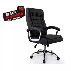 Cadeira Presidente Preta – com Braços Cromados