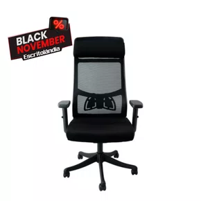 Cadeira Presidente Preta em Tecido – Com Apoio de Cabeça