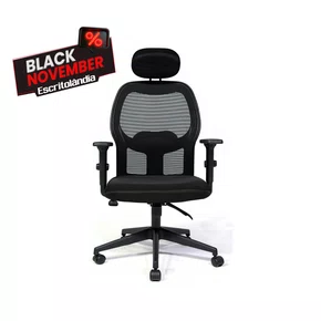 Cadeira Presidente Preta – Encosto em Tela com Apoio de Cabeça