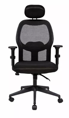 Cadeira Presidente Preta – Encosto em Tela com Apoio de Cabeça