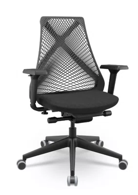 Cadeira Presidente Preta Ergonômica - com Braços 4D e Encosto em Tela