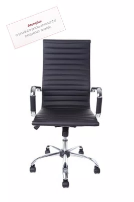 Cadeira Presidente Preta -  Relax Cromada Couríssimo