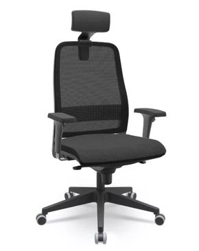 Cadeira Presidente Preta – Tela com Apoio de Cabeça