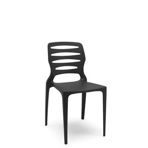 Cadeira Fixa Empilhável Preta - em Polipropileno