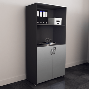 Estante Armário Escritório New City Cinza com Preto