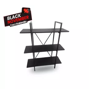 Estante Escritório Preta – Estrutura Metálica com 3 Prateleiras