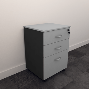 Gaveteiro Volante 3 Gavetas New City Cinza com Preto