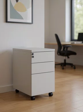 Gaveteiro Volante Cinza - Com 3 Gavetas e Fechadura