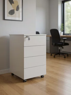 Gaveteiro Volante Cinza – Com 4 Gavetas e Fechadura