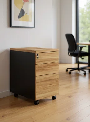 Gaveteiro Volante Nogal - Com 3 Gavetas e Fechadura