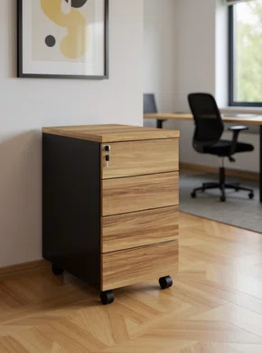 Gaveteiro Volante Nogal – Com 4 Gavetas e Fechadura