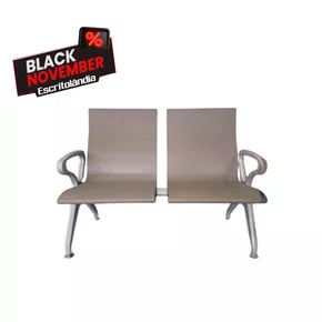 Longarina 2 Lugares Grafite – Estrutura com Braços