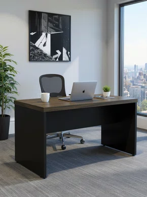 Mesa de Escritório Ameixa e Preto - Retangular