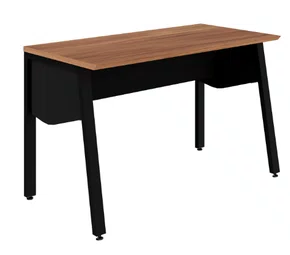 Mesa de Escritório Nogal e Preto – Reta com Pé Cavalete (1,35m)