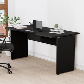 Mesa de Escritório Retangular Preta - com Painel