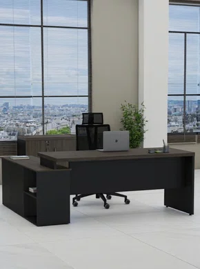 Mesa Diretor Ameixa e Preto – Com Armário Integrado