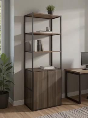 Módulo Extra Alto com Armário Ameixa e Preto – Estrutura Metálica