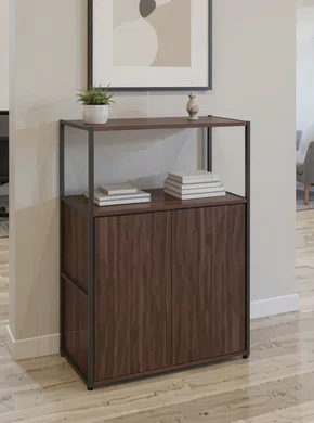 Módulo Médio com Armário Ameixa e Preto – 3 Prateleiras