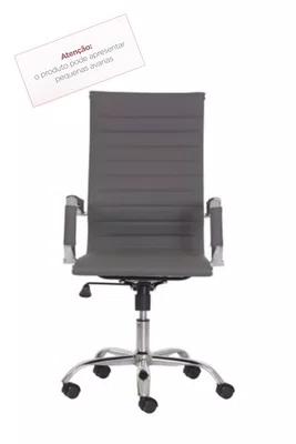 Cadeira Presidente Cinza - Relax Cromada Couríssimo