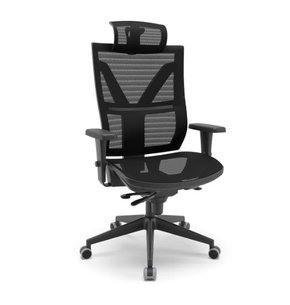 Cadeira Presidente Preta – Encosto em Tela com Apoio de Cabeça