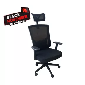 Poltrona Presidente Ergonômica Preto - Com apoio de cabeça