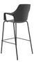 Banqueta Alta Concha Preta - com Braços Estrutura Fixa