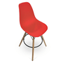 Banqueta Base Madeira Eames Vermelho
