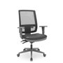Cadeira Presidente Brizza com Braço 3D Back Estrutura Grafite Plaxmetal Crepe Cinza