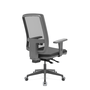Cadeira Presidente Brizza com Braço 3D Back Estrutura Grafite Plaxmetal Crepe Cinza