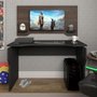 Escrivaninha com Painel 2 Prateleiras Gamer Preta Terrano