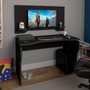 Escrivaninha Gamer com Painel 2 Prateleiras Mobile Preta