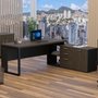 Mesa de Escritório Diretor com Pé Metal Ameixa com Preto