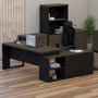 Mesa de Escritório Diretor com Pé Metal Ameixa com Preto