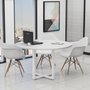 Mesa de Reunião Redonda Pé Metal Branca 120cm
