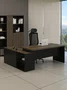 Mesa Diretor Ameixa e Preto – Modelo em L com Armário