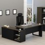Mesa Diretor Dinâmica Pé Quadro com Armário Pedestal Ameixa e Preto