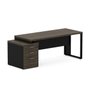 Mesa Escritório Dinâmica Pé Metal Gaveteiro Pedestal Ameixa com Preto