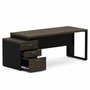 Mesa Escritório Dinâmica Pé Metal Gaveteiro Pedestal Ameixa com Preto