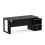 Mesa Escritório Dinâmica Pé Metal Gaveteiro Pedestal Ameixa com Preto