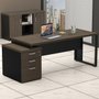 Mesa Escritório Dinâmica Pé Metal Gaveteiro Pedestal Ameixa com Preto