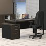 Mesa Escritório Dinâmica Pé Metal Gaveteiro Pedestal Ameixa com Preto