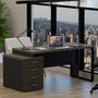 Mesa Escritório Diretor Dinâmica Pé Metal com Gaveteiro Ameixa com Preto