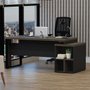 Mesa Escritório Diretor Dinâmica Pé Metal com Gaveteiro Ameixa com Preto